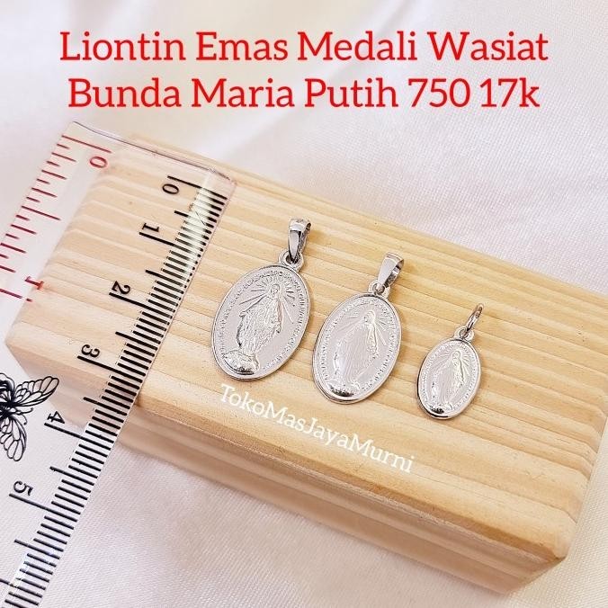 Liontin Emas Medali Wasiat Bunda Maria Putih 750 Stok Terbatas