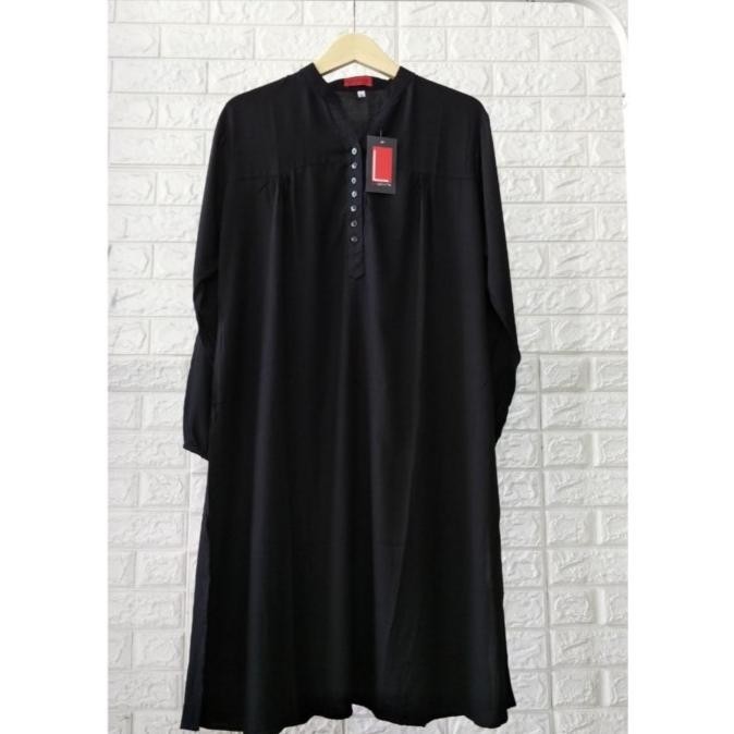 Tunik Polos Rayon Jumbo Hitam