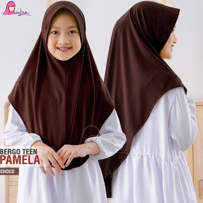 Jilbab Anak Sekolah Miulan Pamela Teen Bergo Polos Kerudung Panjang