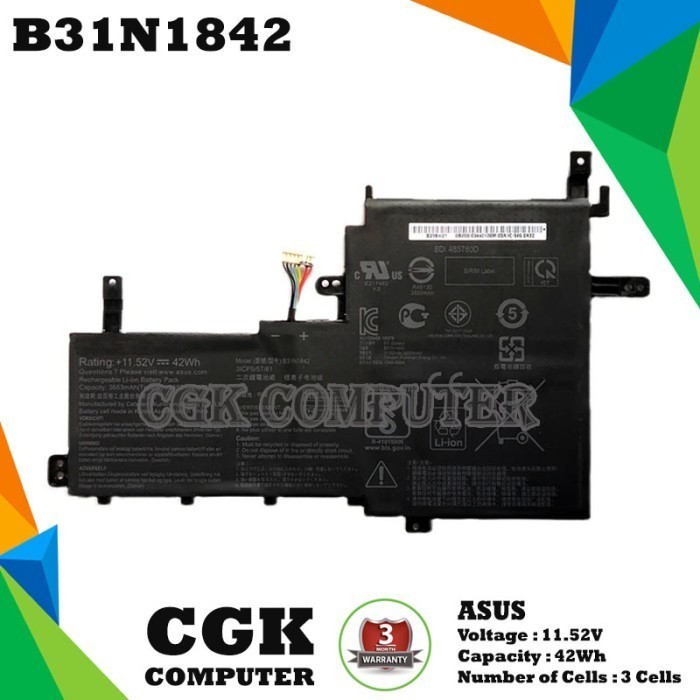 Premium Baterai Laptop Asus B31N1842 for Book S15 S531FA S531FL K513EA