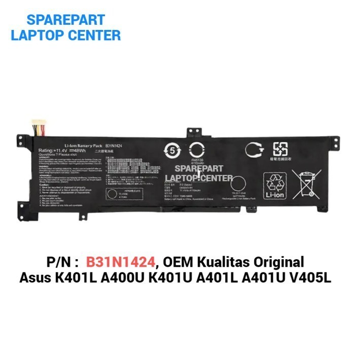 Order Now Baterai Asus K401L K401LB K401LB5010 K401LB5010 K401LB5200 B31N1424