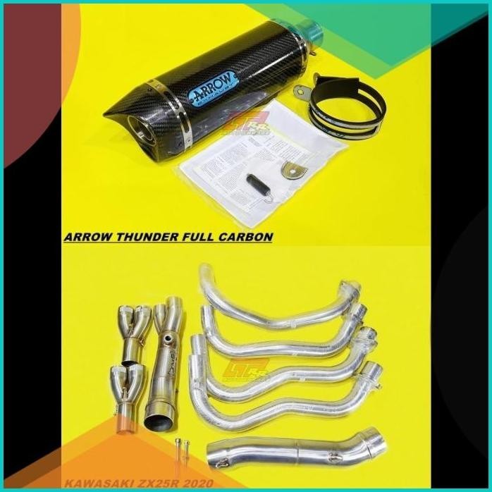 Knalpot Arrow Thunder Carbon Fullsystem Stainless Drake Kawasaki ZX25R