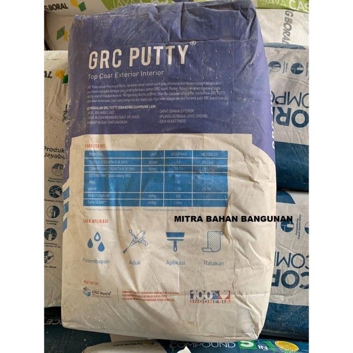 Grc Putty 25Kg / Compound Grc / Kompon Acian Grc / Grc Top Coat Terbaik