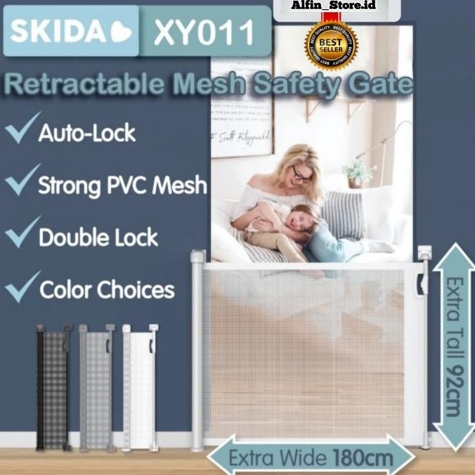 Pengaman Anak Xy011 Skida Retractable Mesh Safety Gate Baby Pet