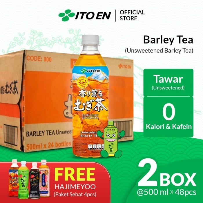 

2 Box ITO EN Barley Tea No Sugar 500ml isi 48 pcs Free Paket Sehat