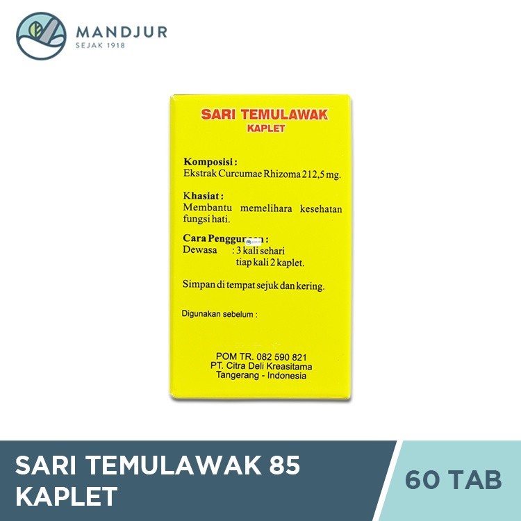 Sari Temulawak 85 Kaplet - Obat Herbal Batu Empedu dan Kesehatan Hati-1