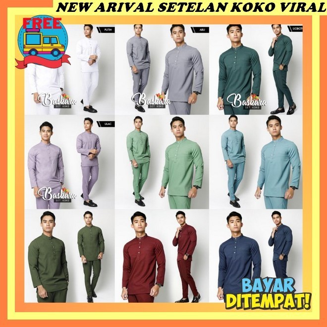 Pakaian Muslim Kurta Cowok Hadroh Kombinasi Wanset Embos Stel Majelisan Baju Koko Pria Dewasa Terbar