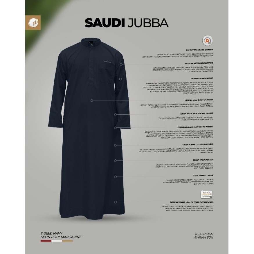 Samase T018 Jubah Gamis Polos Lengan Panjang Baju Muslim Dewasa Pria