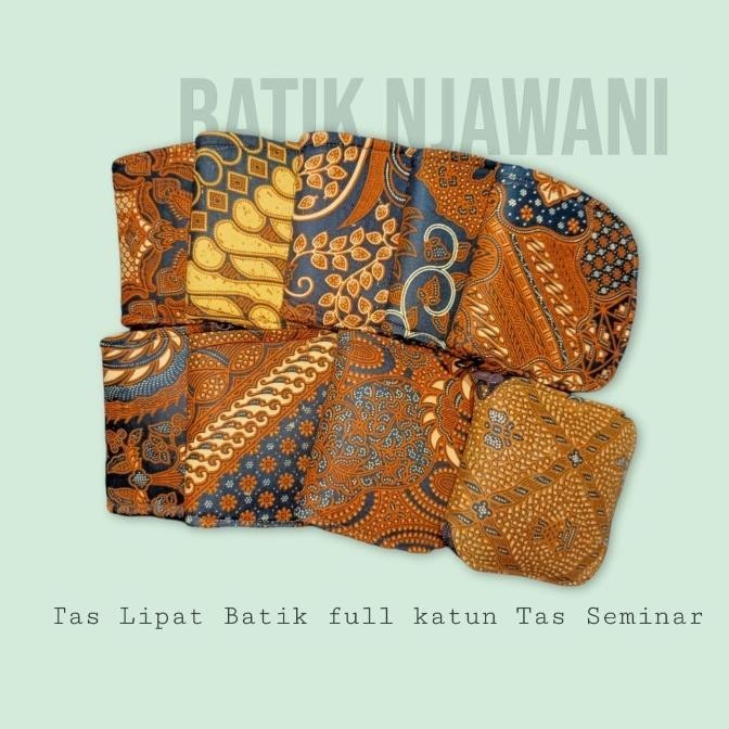 Tas Lipat Batik Sogan - Dompet Lipat Dengan Tas Berbahan Batik