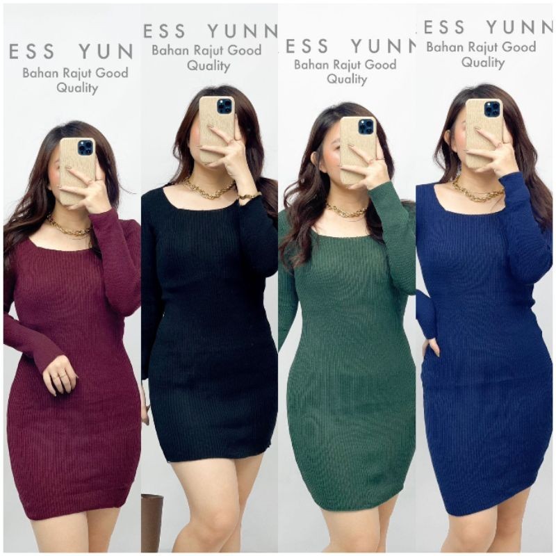 DRESS RAJUT WANITA SEXY DRESS BODYCON DRESS LENGAN PANJANG DRESS YUNA RAJUT 12
