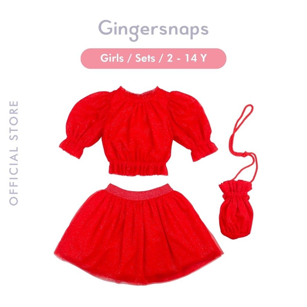 Gingersnaps Romantic Blossom Set Red - Setelan Anak Perempuan (Merah)