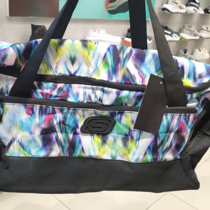 READY (ORIGINAL STORE)TAS TRAVEL SKECHERS BAG SPORT VARIAN RAINBOW BLACK