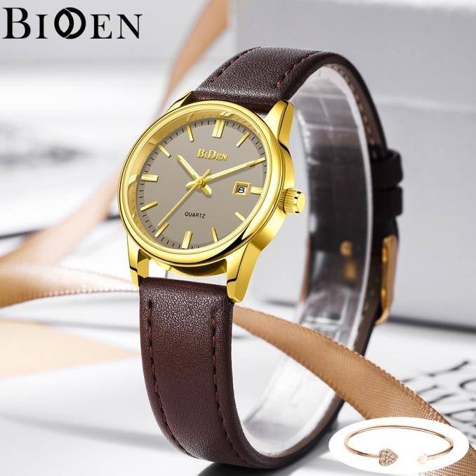 Biden Jam Tangan Wanita Original Anggun Kalender Tali Kulit Anti Air