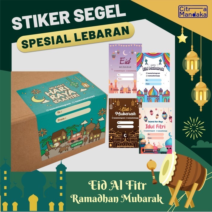Stiker Segel Box Idul Fitri Custom Label Hampers Lebaran Free Design