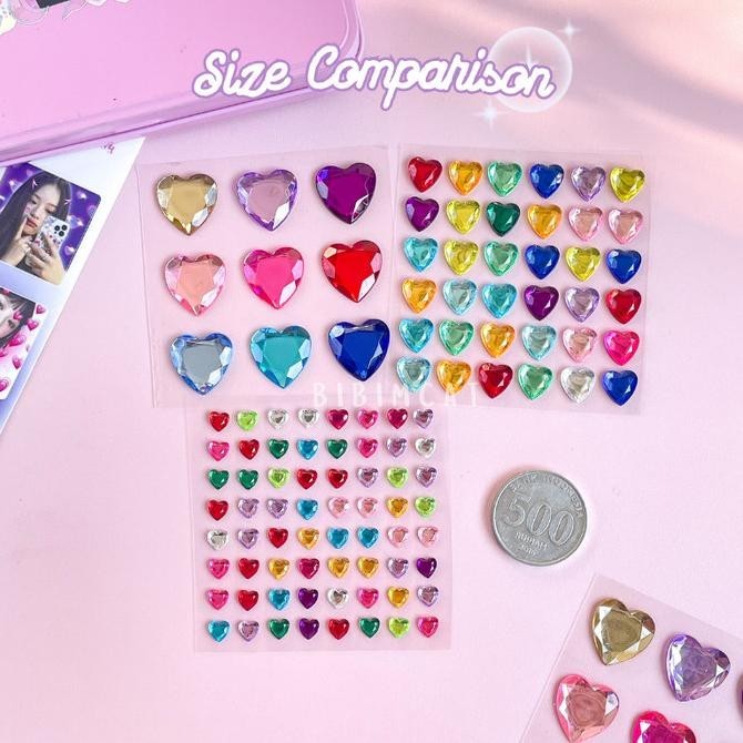 

3 PCS Jewel Sticker Set Mix Warna / Deco Stiker Timbul Love Hati