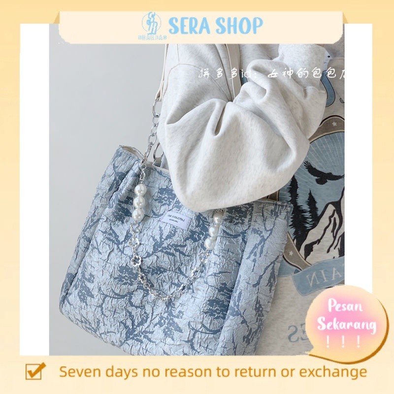

▥Sera 2022 Baru Musim Gugur dan Musim Dingin Rantai Tote Bag Wanita Kapasitas Besar Jacquard Kanvas Tas Mahasiswa Tas Bahu Genggam