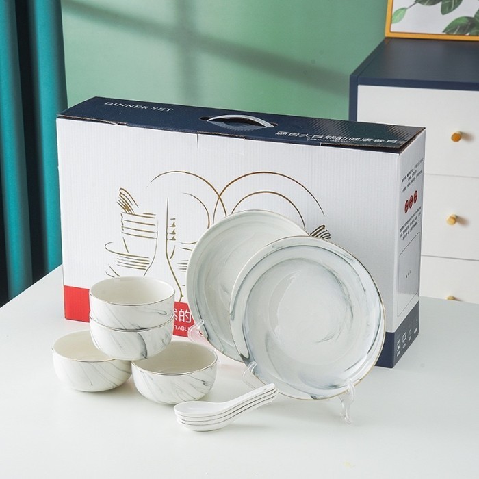 Piring Set Marble Hampers Piring Set Gift Box Mangkok Set