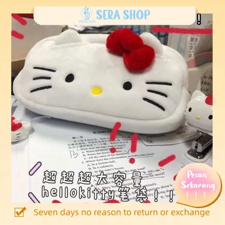 

♠Sera Sera Hello kitty Hello kitty tas pena Sanrio perempuan dengan penyimpanan alat tulis desktop siswa yang sama, kapasitas besar yang mewah