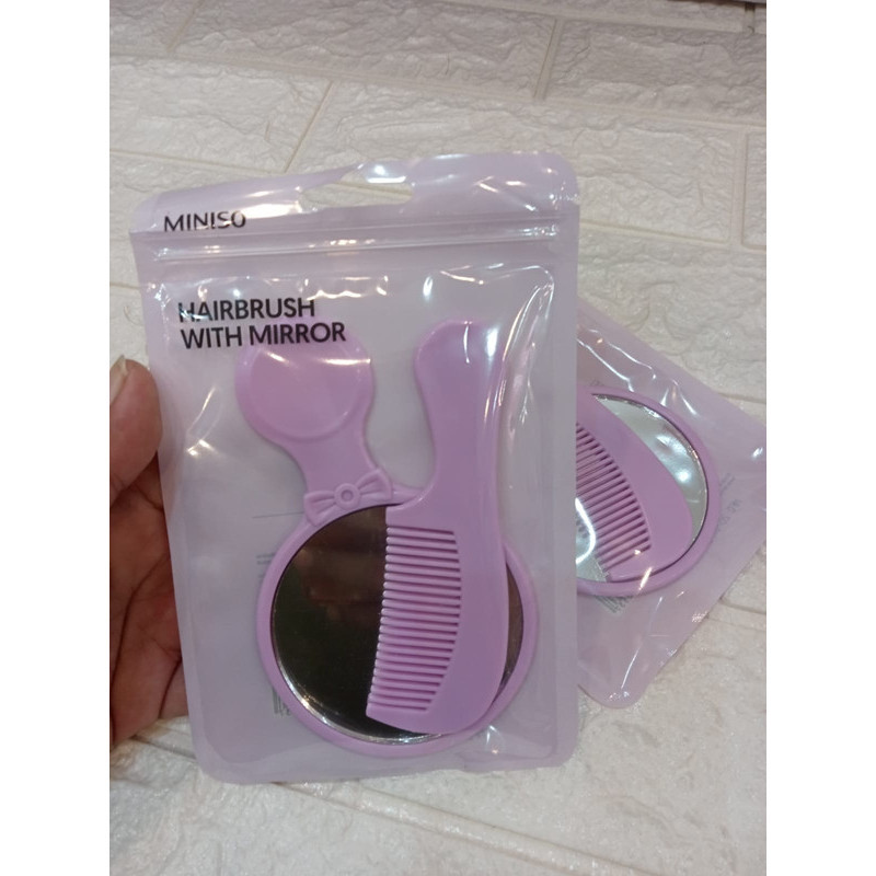 Miniso Mini Hairbrush with Mirror Sisir Miniso Sisir + Cermin Miniso