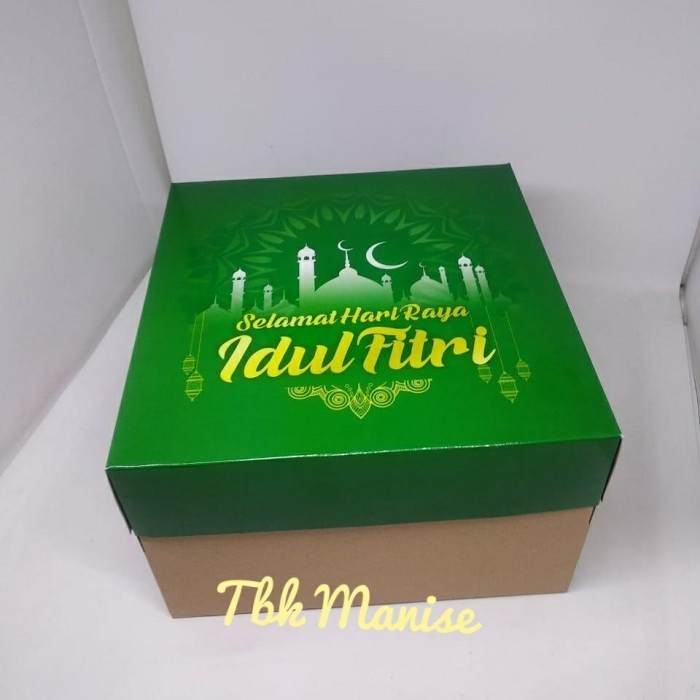 Box Kue Lebaran Hijau 22x22x12cm / Dus Kue / Cake Box / Kardus Kue