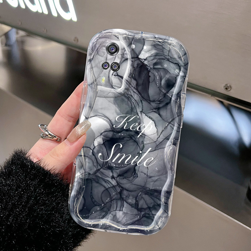 Casing Hp VIVO Y51 2020 Y51A 2021 Y31 2020 Y53s Y33 Case hijau muda dan lampu tinta pola kasa Casing