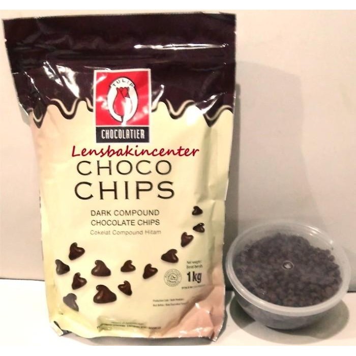 

Tulip Dark Compound Choco Chips Packingori 1kg / 1 kg 250gr/250 gram Best Seller