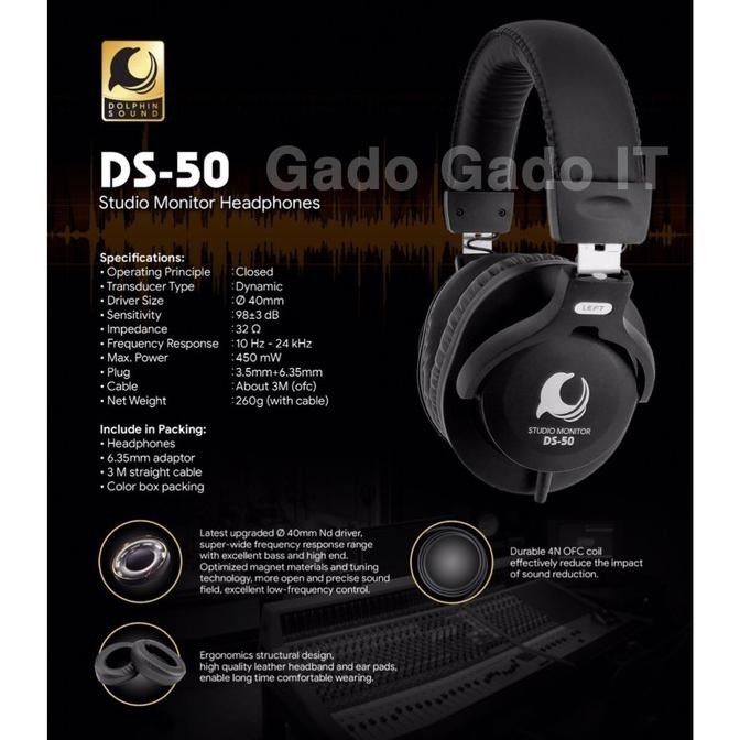 ISK DS-50 Headset Headphone Monitoring Studio Headphones (ORIGINAL)