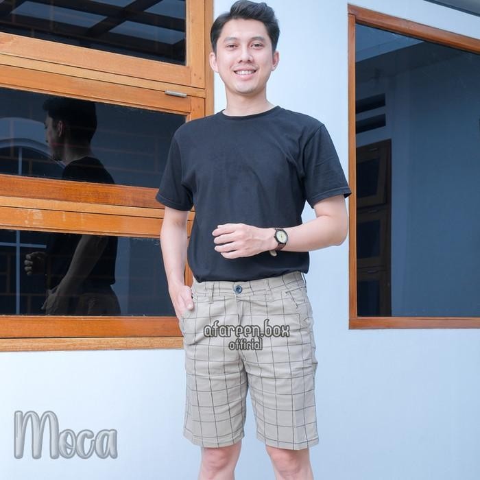 CELANA CHINO PENDEK PRIA MOTIF KOTAK-KOTAK CELANA TARTAN PRIA PENDEK