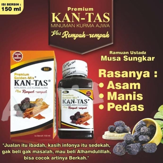 

Terbaru Premium Golden Mix Kan-Tas Minuman Jus Kurma Ajwa Kantas 150Ml