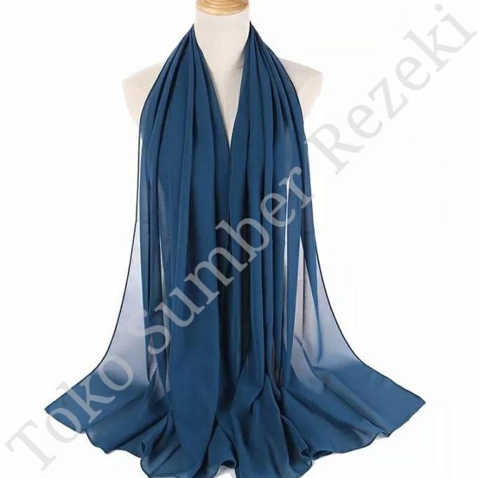 Syal Polos Biru Tua Gelap Kain Selendang Dark Blue Shawl Plain Scarf
