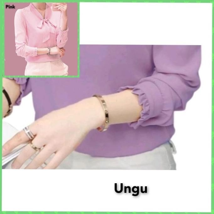Blouse Wanita Baju Tunik Wanita Korea Lina Kemeja Blus Atasan Ungu