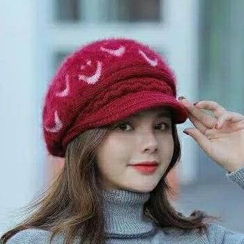 Topi Wanita Korea Topi Kupluk Rajut Bintik