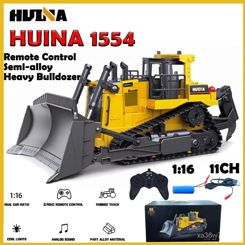 HUINA 1:16 RC Truk Traktor Kendali Jarak Jauh Penggali Koleksi Mobil Listrik Baru 1554 11CH Mainan T