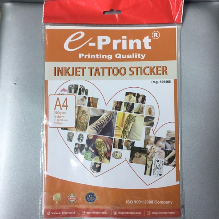 

e-Print Inkjet Tattoo Sticker A4 200gsm 5lbr Kertas Tato Stiker ePrint