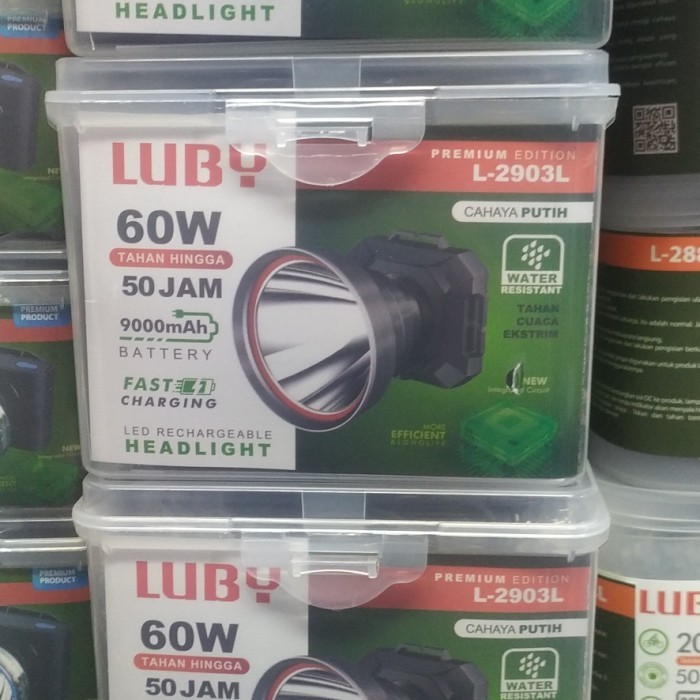 Senter kepala Luby 60 watt Cahaya putih Luby L2903L L 2903L