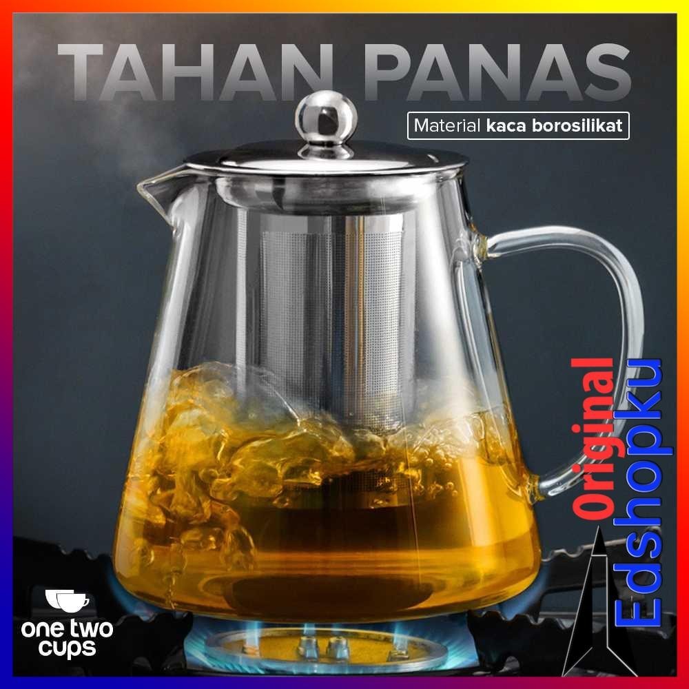 Teko Kompor Api Listrik Minum Tea Teh Sirup Jus Kaca Tahan Panas & Saringan Glass Teapot