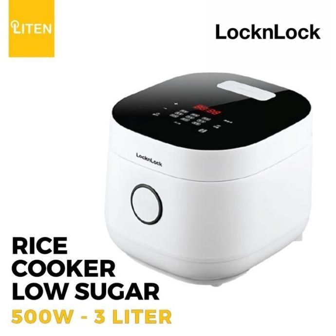 Locknlock Rice Cooker Low Sugar 500W Putih 3L 3 Liter Ejr846Wht Monsterkruw