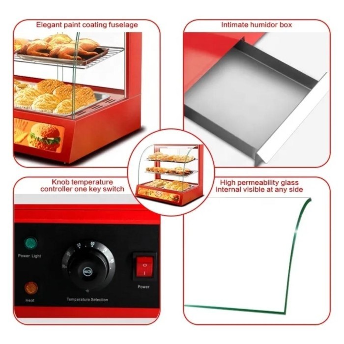 NEW PENGHANGAT MAKANAN SHOWCASE DISPLAY FOOD WARMER GOMESIN GM-DH-2P QUALITY ORIGINAL