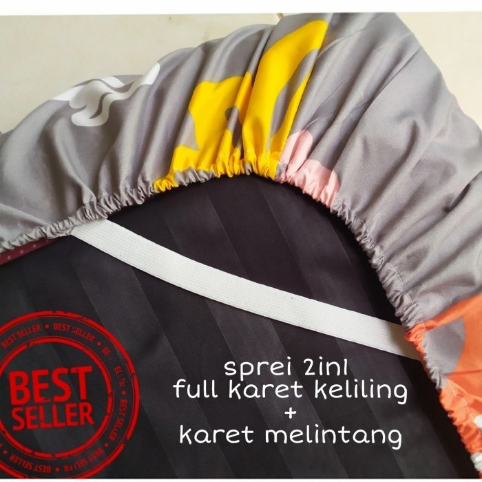 sprei 160x200x25 sprei karet keliling+melintang/sprei anti geser