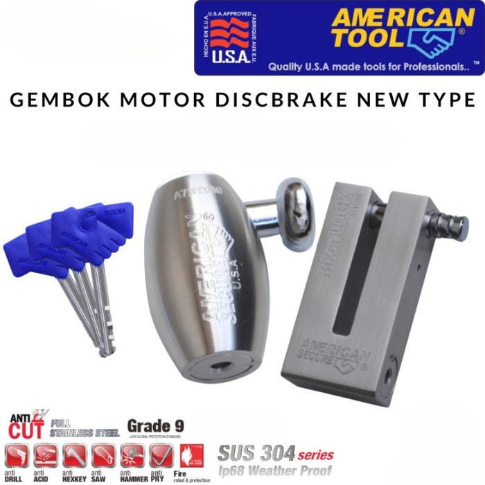 GEMBOK KUNCI PENGAMAN CAKRAM MOTOR AMERICAN TOOL SECURE