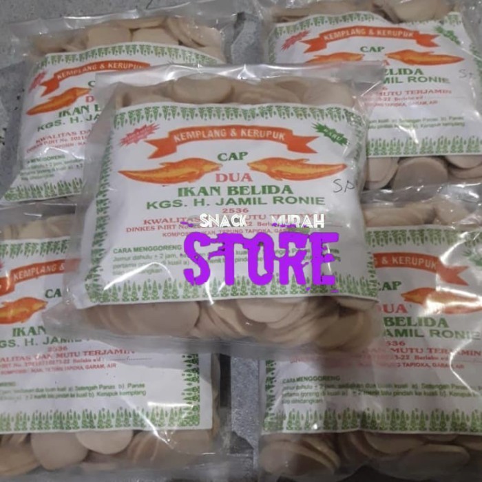 KEMPLANG KERUPUK MENTAH SUPER ASLI PALEMBANG CAP DUA IKAN BELIDA 1 KG
