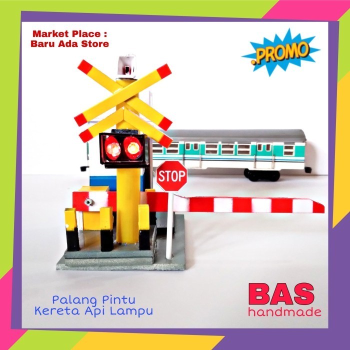 MINIATUR PALANG PINTU KERETA API PJL LAMPU POS PENJAGA MAINAN EDUKASI