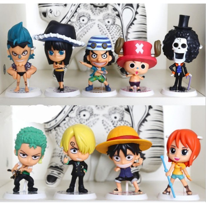 FIGURE ONE PIECE SET 9 PCS TATAKAN PUTIH