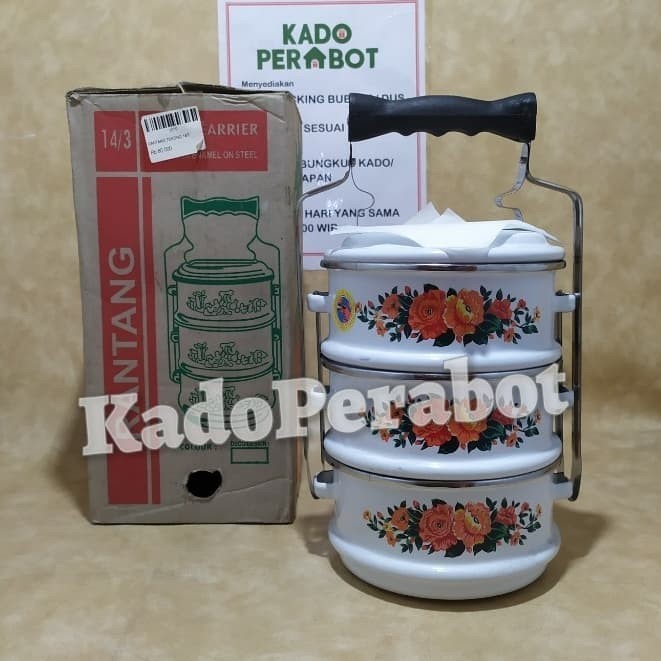 RANTANG TENONG 14CM 3SUSUN ENAMEL - RANTANG SUSUN JADUL - RANTANG KUNO