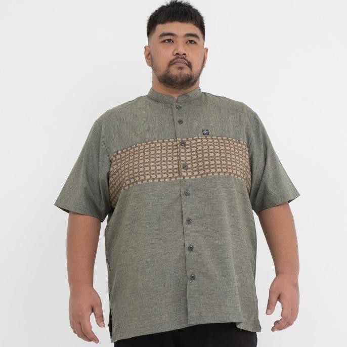 Kemeja Koko Jumbo Big Size Pria Laki Cowok Madina Olive Panah Bah 615  Axiataluo