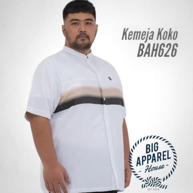 Kemeja Koko Jumbo Big Size Pria Laki Cowok Linen Offwhite Bah626  Axiataluo
