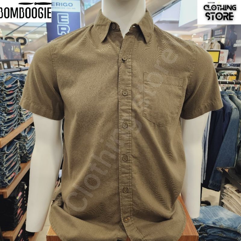 BOMBBOOGIE ORIGINAL kemeja pria lengan pendek olive 22884B5OL