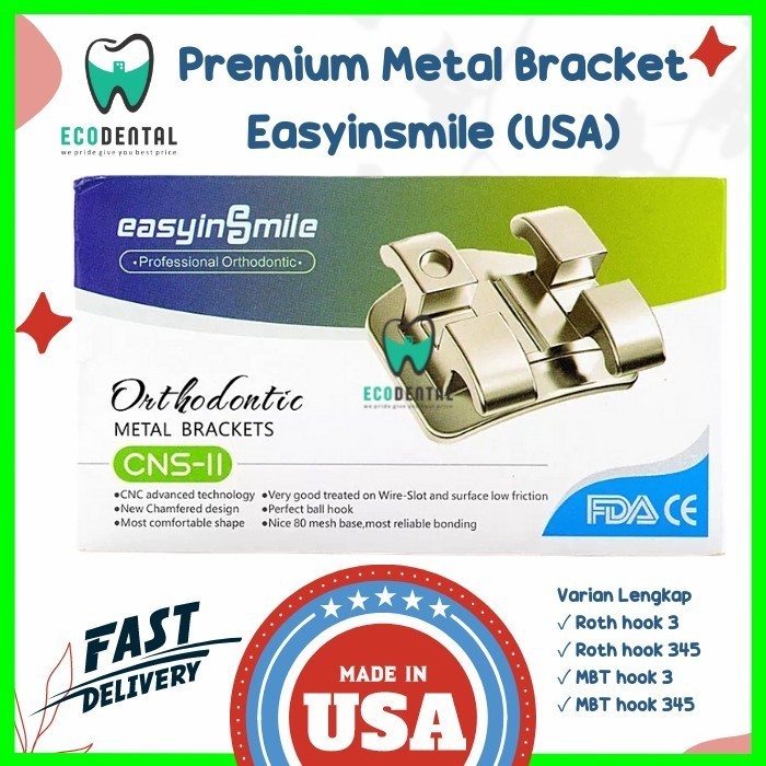 MADE IN USA PREMIUM METAL BRACKET ORTHODONTIC CNC FDA ROTH MBT BEHEL
