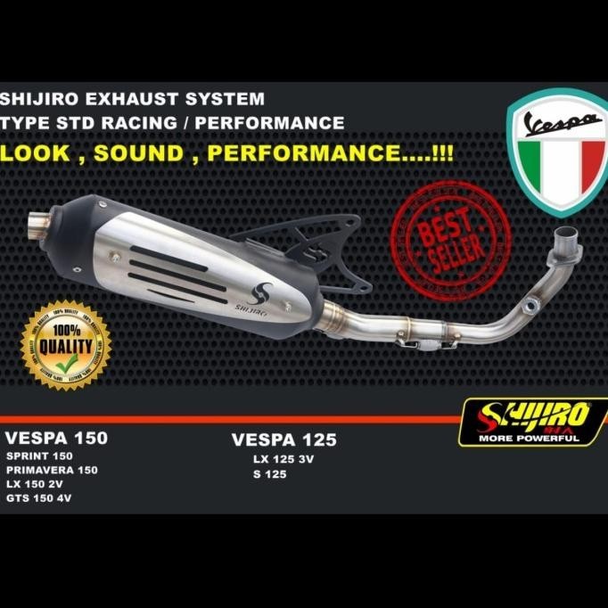 Knalpot Standar Racing Vespa Matic 150 Shijiro Racing Original