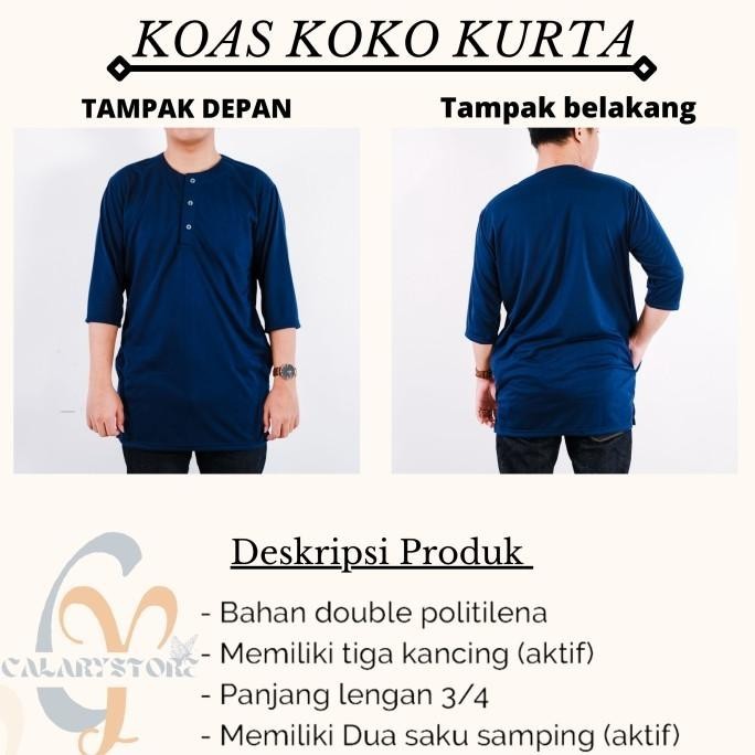 Baju Koko Kurta Pakistan Pria Dewasa Bahan Kaos Lengan 3/4 Size M-XXL E88A